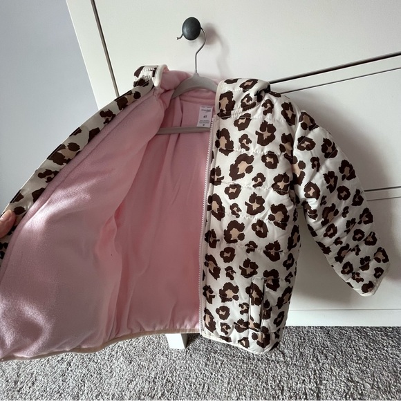 Simple Joys By Carters Leopard Fleece Lined Puffer Coat Size 4T - Picture 7 of 10